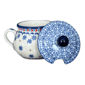 Polish Pottery 3.5" Traditional Sugar Bowl (Snowflake Love) | C015U-PS01 Additional Image at PolishPotteryOutlet.com