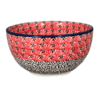 A picture of a Polish Pottery Bowl, Round, Deep, 5.5" in "Coral Fans" by Ceramika Artystyczna | A986-2199X as shown at PolishPotteryOutlet.com/products/5-5-deep-bowl-coral-fans-a986-2199x