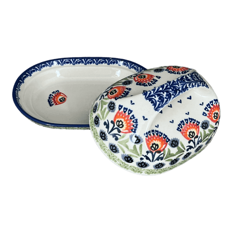 Butter Dish, Fancy, 5" x 7" in "Floral Fans" by Manufaktura | M077S-P314