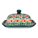 Butter Dish, 7" x 5.5" in "Tulip Burst" by Ceramika Artystyczna | A295-U4226