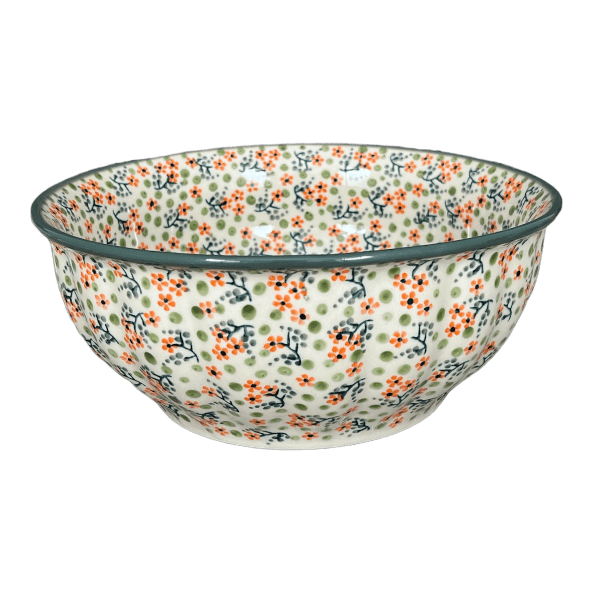 Bowl, Round, 9" Bowl in "Peach Blossoms - Solid Rim" by Manufaktura | M086S-AS46A