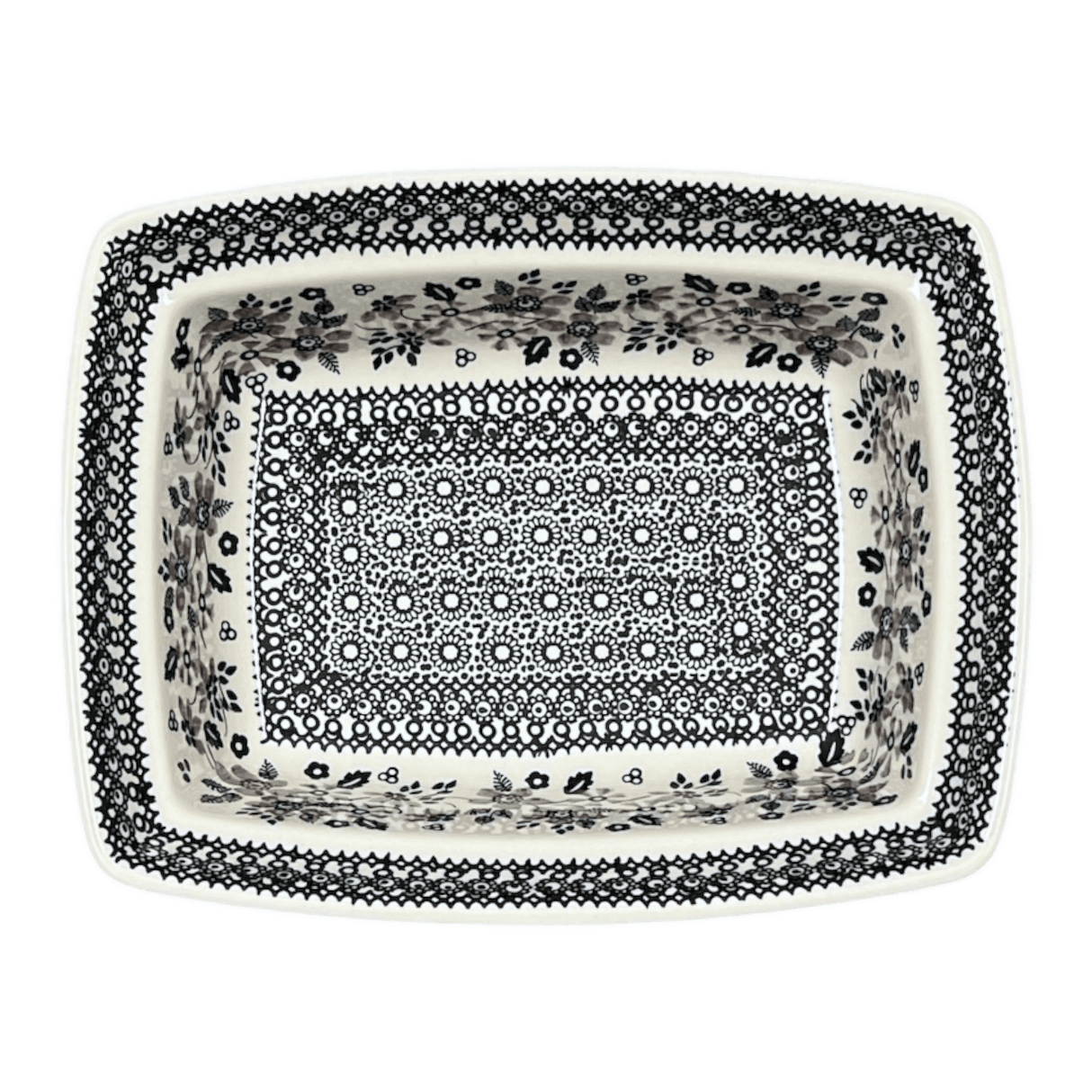 Casserole, Rectangular, Deep, 7.5" x 10" in "Duet in Black & Grey" by Manufaktura | S105S-DPSC