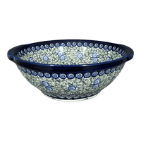A picture of a Polish Pottery Zaklady 10" Colander (Spring Swirl) | Y1183A-A1073A as shown at PolishPotteryOutlet.com/products/10-colander-spring-swirl-y1183a-a1073a
