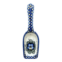 A picture of a Polish Pottery 7" Scoop (Pansies) | L004S-JZB as shown at PolishPotteryOutlet.com/products/7-coffee-scoop-pansies-l004s-jzb