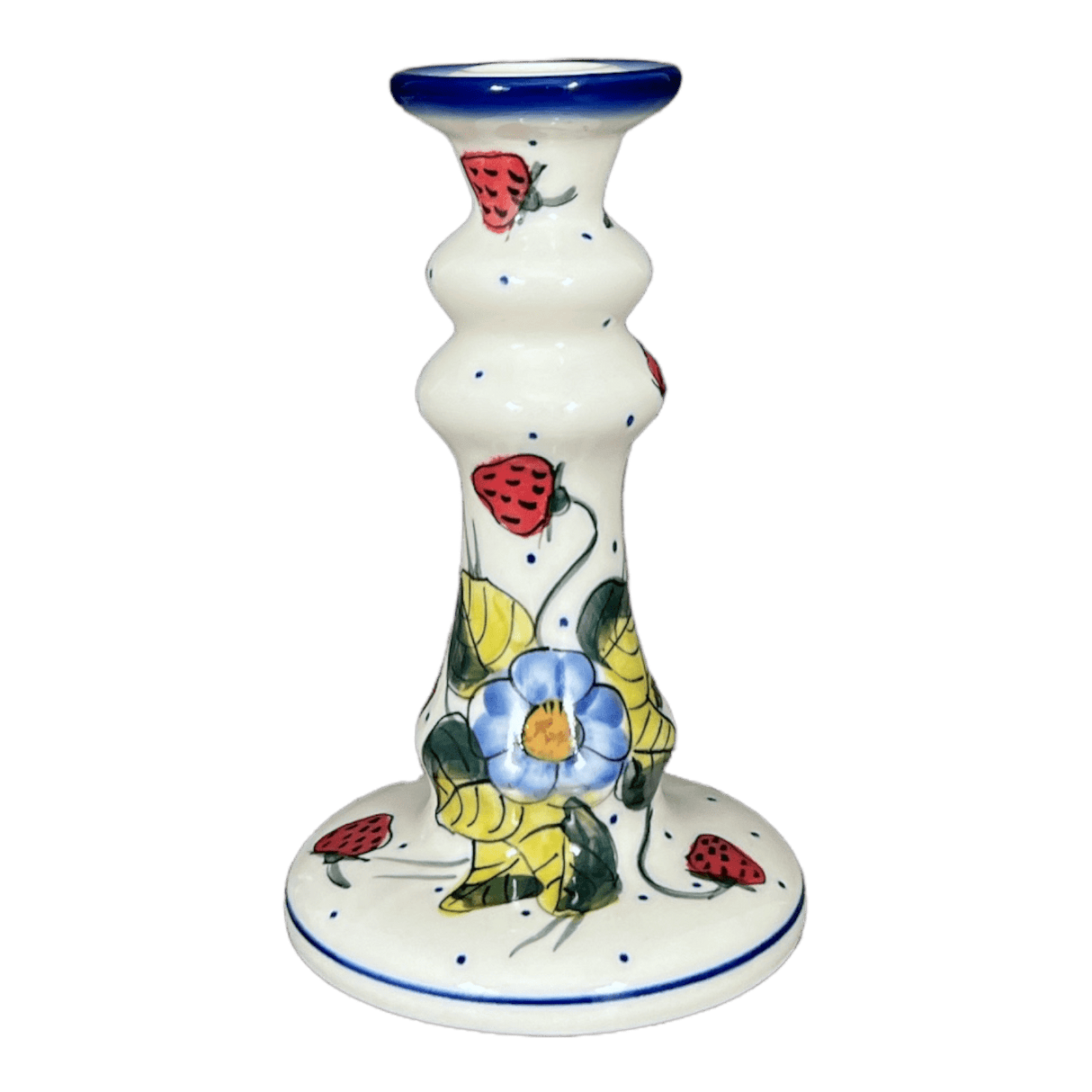 Candlestick, 7", WR (WR22C) in "Strawberries & Blossoms" by W.R. Ceramika | WR22C-WR2