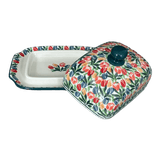 Butter Dish, 7" x 5.5" in "Tulip Burst" by Ceramika Artystyczna | A295-U4226