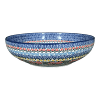 A picture of a Polish Pottery Bowl, Round, Serving, 10.5" in "Hummingbird Bouquet" by Ceramika Artystyczna | AC36-U3357 as shown at PolishPotteryOutlet.com/products/10-5-serving-bowl-hummingbird-bouquet-ac36-u3357