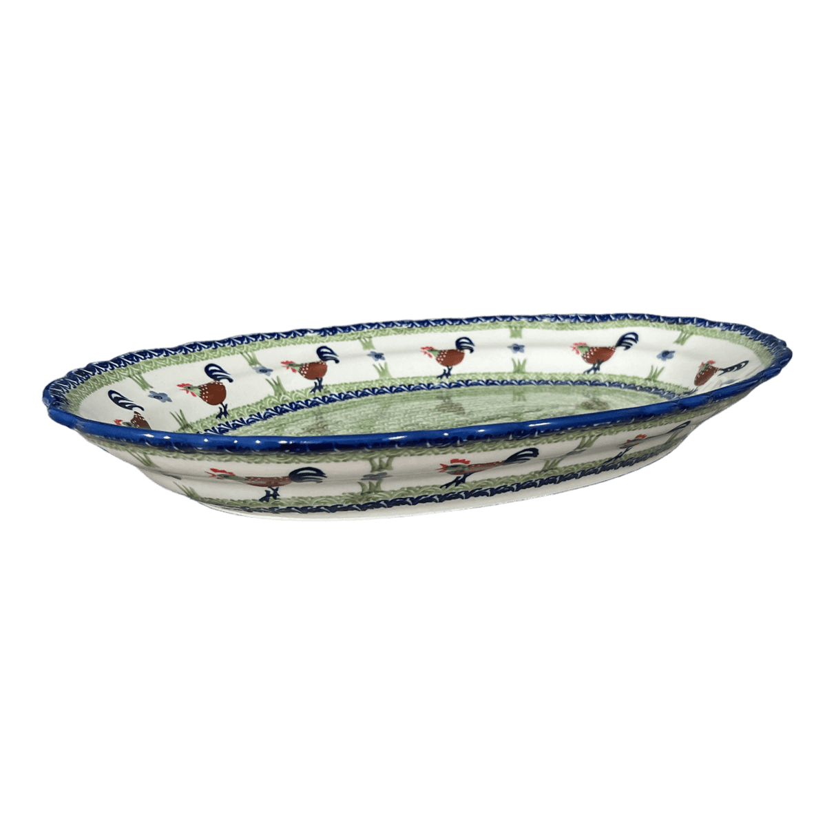 Platter, Oval, Scalloped, 16.75" x 12.25" Large in "Chicken Dance" by Manufaktura | P165U-P320