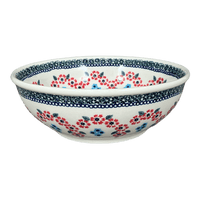 A picture of a Polish Pottery 8.5" Bowl (Floral Symmetry) | M135T-DH18 as shown at PolishPotteryOutlet.com/products/8-5-bowl-floral-symmetry-m135t-dh18