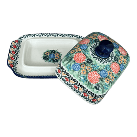 Polish Pottery Butter Dish, 7" x 5.5" in "Garden Trellis" by Ceramika Artystyczna | A295-U2123 Additional Image at PolishPotteryOutlet.com