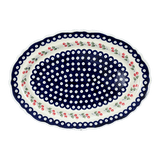 Platter, Oval, Scalloped, 16.75" x 12.25" Large in "Cherry Dot" by Manufaktura | P165T-70WI