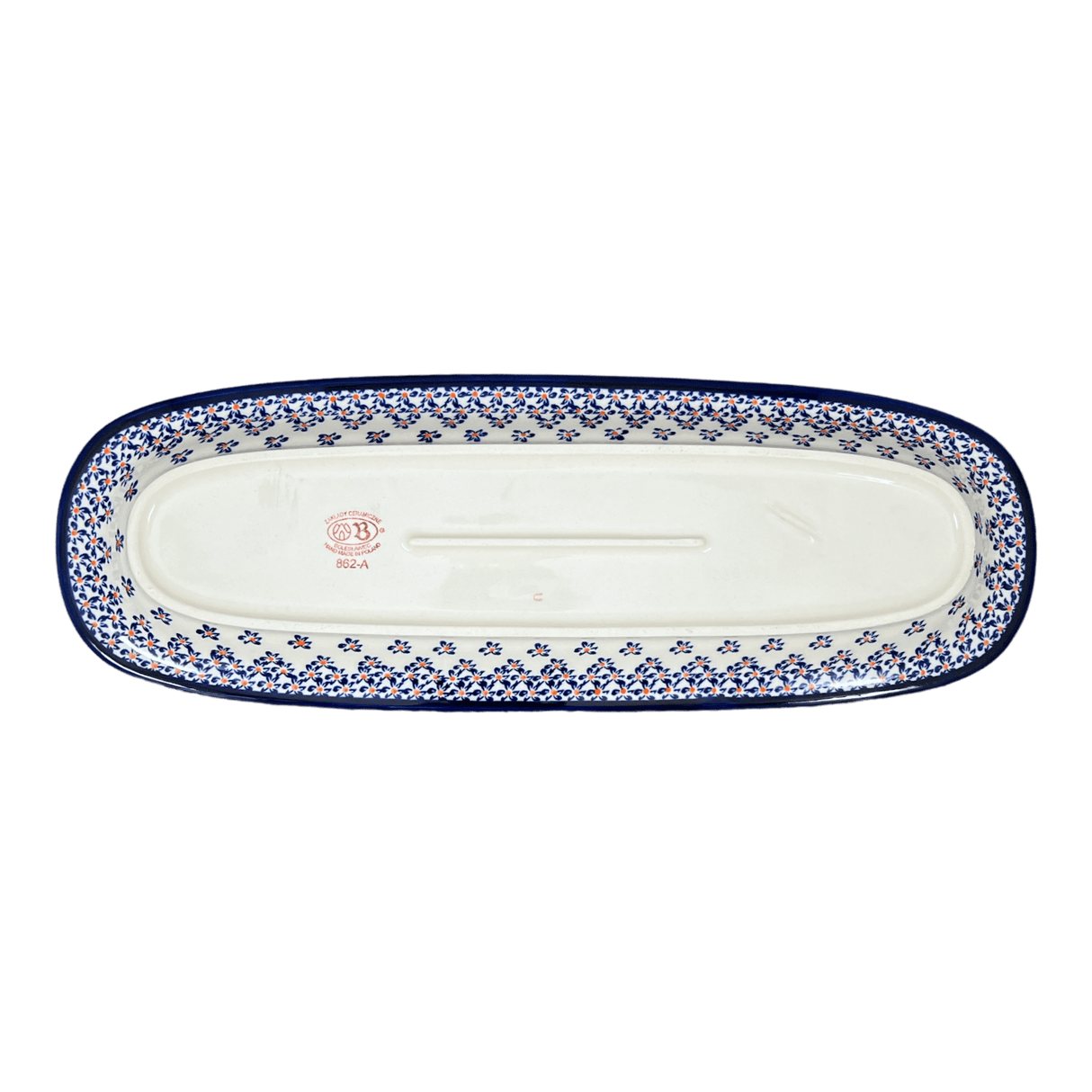 Platter, Oval, 17.5" x 6" in "Falling Blue Daisies" by Zaklady | Y1430A-A882A