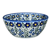 A picture of a Polish Pottery Bowl, Round, 7", WR (WR12C) in "Modern Blue Cascade" by W.R. Ceramika | WR12C-GP1 as shown at PolishPotteryOutlet.com/products/7-bowl-modern-blue-cascade-wr12c-gp1