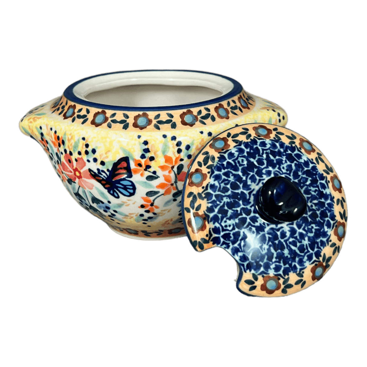 Bowl, Round, Sugar Bowl, 3" in "Butterfly Bliss" by Manufaktura | C003S-WK73