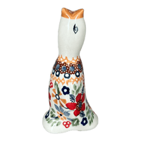 A picture of a Polish Pottery Pie Bird (Ruby Duet) | P189S-DPLC as shown at PolishPotteryOutlet.com/products/pie-bird-ruby-duet-p189s-dplc