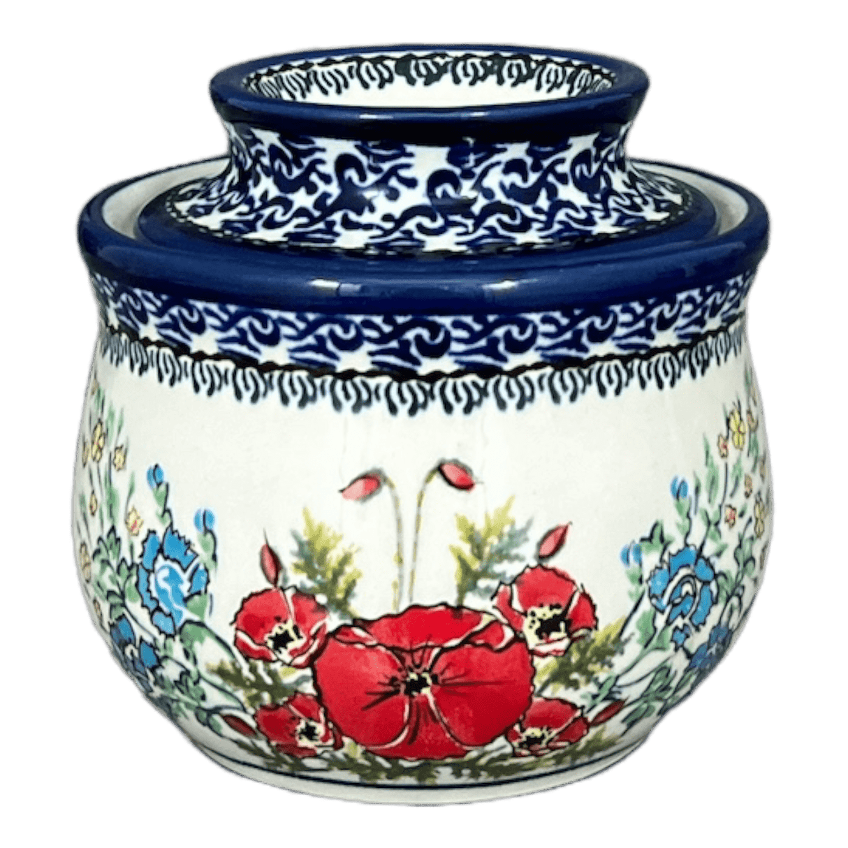 Butter Crock, 4.5" x 3.5" in "Floral Crescent" by Zaklady | Y1512-ART237