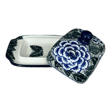 Butter Dish, 7" x 5.5" in "Blue Dahlia" by Ceramika Artystyczna | A295-U1473