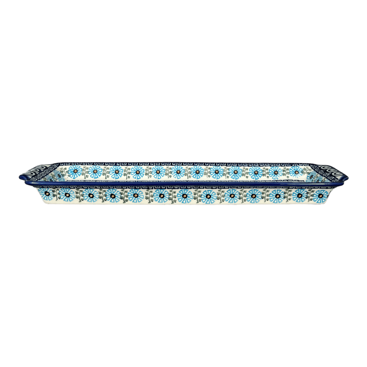 Tray, Rectangular, 16" x 4.5" in "Blue Daisy Spiral" by Andy | NDA203-38