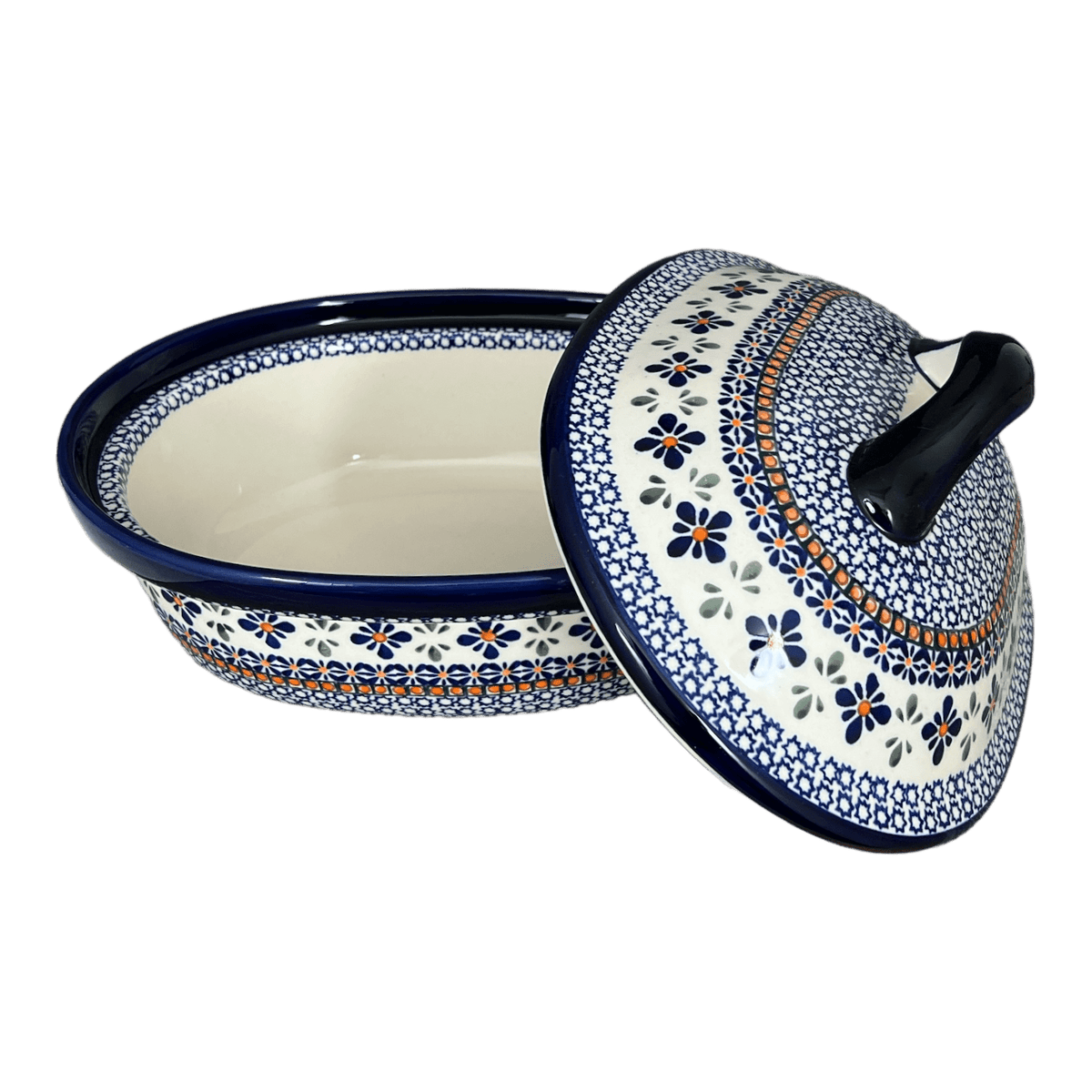 Baker, Covered, 12.5" x 10" Large in "Blue Mosaic Flower" by Zaklady | Y1158-A221A