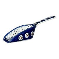 A picture of a Polish Pottery 7" Scoop (Peacock Dot) | L004U-54K as shown at PolishPotteryOutlet.com/products/7-coffee-scoop-peacock-dot-l004u-54k