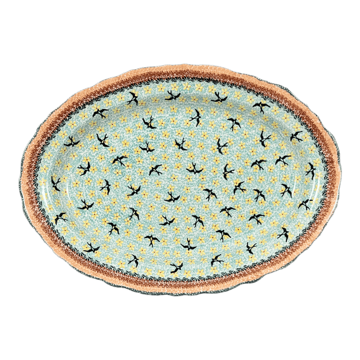 Platter, Oval, Scalloped, 16.75" x 12.25" Large in "Capistrano" by Manufaktura | P165S-WK59