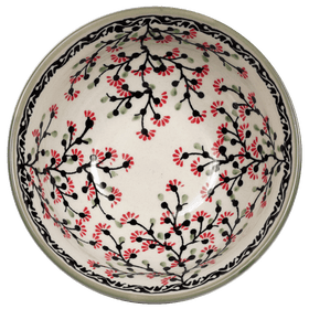 Polish Pottery Bowl, Round, 6.75" in "Cherry Blossoms - Solid Rim" by Manufaktura | M090S-DPGJA Additional Image at PolishPotteryOutlet.com