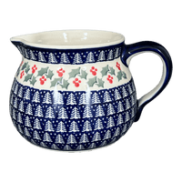 A picture of a Polish Pottery 1.5 Liter Pitcher (Holiday Cheer) | D043T-NOS2 as shown at PolishPotteryOutlet.com/products/1-5-l-wide-mouth-pitcher-holiday-cheer-d043t-nos2