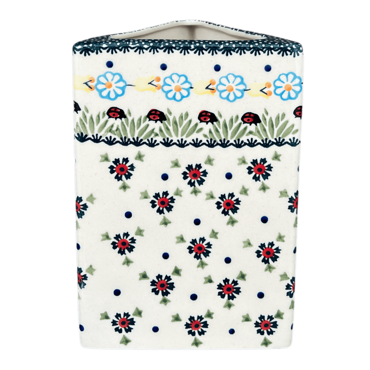 Vase, Triangular, 8" x 4.75" in "Lady Bugs" by Manufaktura | W027T-IF45