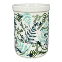 A picture of a Polish Pottery Utensil Holder (Scattered Ferns) | P082S-GZ39 as shown at PolishPotteryOutlet.com/products/7-utensil-holder-wine-chiller-scattered-ferns-p082s-gz39