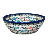 A picture of a Polish Pottery Zaklady 7" Scalloped Bowl (Climbing Aster) | Y1892A-A1145A as shown at PolishPotteryOutlet.com/products/7-scalloped-bowl-climbing-aster-y1892a-a1145a