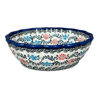 A picture of a Polish Pottery Bowl, Round, Scalloped, 7" in "Climbing Aster" by Zaklady | Y1892A-A1145A as shown at PolishPotteryOutlet.com/products/7-scalloped-bowl-climbing-aster-y1892a-a1145a