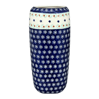 A picture of a Polish Pottery 11.75" Tall Vase (Starry Wreath) | W044T-PZG as shown at PolishPotteryOutlet.com/products/11-75-tall-vase-starry-wreath-w044t-pzg