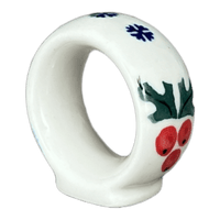 A picture of a Polish Pottery Napkin Ring, 2", WR (WR18B) in "Frosty & Friend" by W.R. Ceramika | WR18B-WR11 as shown at PolishPotteryOutlet.com/products/2-napkin-ring-frosty-friend-wr18b-wr11