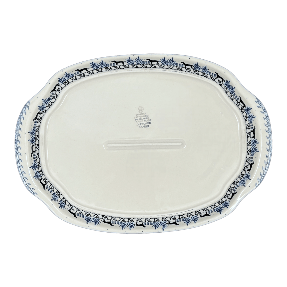 Tray, Oval, Handles, 10.75" x 15.25" in "Labrador Loop" by Ceramika Artystyczna | A684-2862X