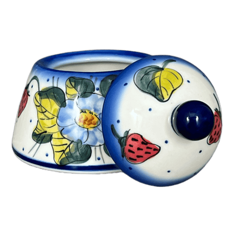 Bowl, Bell-Shaped, Sugar Bowl, 4", WR (WR9A) in "Strawberries & Blossoms" by W.R. Ceramika | WR9A-WR2