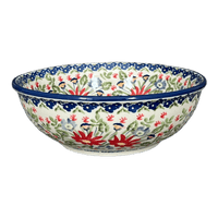 A picture of a Polish Pottery Bowl, Round, 8.5" in "Floral Fantasy" by Manufaktura | M135S-P260 as shown at PolishPotteryOutlet.com/products/8-5-bowl-floral-fantasy-m135s-p260