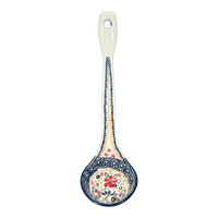 A picture of a Polish Pottery Ladle, Soup, 12" in "Ruby Bouquet" by Manufaktura | C020S-DPCS as shown at PolishPotteryOutlet.com/products/12-soup-ladle-ruby-bouquet-c020s-dpcs