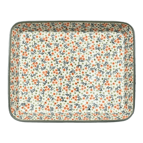 Baker, Rectangular, Shallow 10" x 13" in "Peach Blossoms - Solid Rim" by Manufaktura | P105S-AS46A