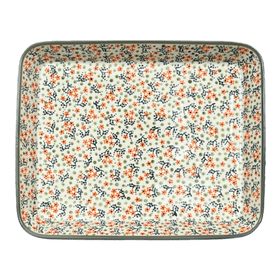 Polish Pottery Baker, Rectangular, 10" x 13" in "Peach Blossoms - Solid Rim" by Manufaktura | P105S-AS46A Additional Image at PolishPotteryOutlet.com