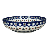 A picture of a Polish Pottery Bowl, Round, Serving, 10.5" in "Peacock Pine" by Ceramika Artystyczna | AC36-366X as shown at PolishPotteryOutlet.com/products/10-5-serving-bowl-peacock-pine-ac36-366x