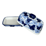 Butter Dish, American, 4" x 7.5" in "Blue Butterfly" by Manufaktura | M074U-AS58