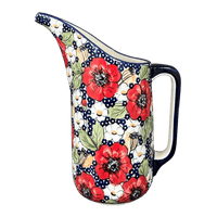 A picture of a Polish Pottery 1.5 Liter Fancy Pitcher (Poppies & Posies) | D084S-IM02 as shown at PolishPotteryOutlet.com/products/1-5-liter-fancy-pitcher-poppies-posies-d084s-im02