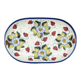 Plate, Roaster, Oval, 7" x 11", WR (WR13B) in "Strawberries & Blossoms" by W.R. Ceramika | WR13B-WR2