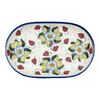 Polish Pottery Roaster, Oval, 7" x 11", WR (WR13B) in "Strawberries & Blossoms" by W.R. Ceramika | WR13B-WR2 at PolishPotteryOutlet.com