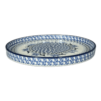 A picture of a Polish Pottery Tray, Round, 10" in "Labrador Loop" by Ceramika Artystyczna | AE93-2862X as shown at PolishPotteryOutlet.com/products/10-round-tray-labrador-loop-ae93-2862x