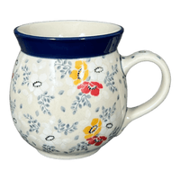 A picture of a Polish Pottery CA 16 oz. Belly Mug (Soft Bouquet) | A073-2378X as shown at PolishPotteryOutlet.com/products/c-a-16-oz-belly-mug-soft-bouquet-a073-2378x