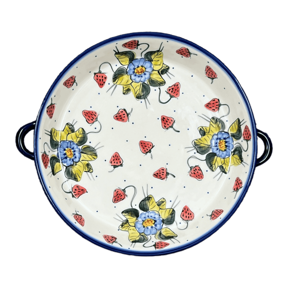 Casserole, Round Dish Handles, 11", WR (WR52C) in "Strawberries & Blossoms" by W.R. Ceramika | WR52C-WR2