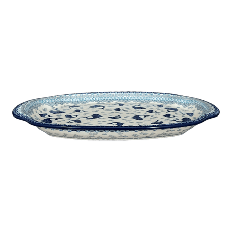 Tray, Oval, Handles, 10.75" x 15.25" in "Koi Pond" by Ceramika Artystyczna | A684-2372X