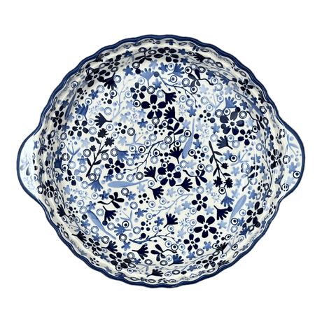 Plate, Round, Pie Plate, Handles, 9.75" in "Rambling Blues" by Manufaktura | Z148S-GZ50