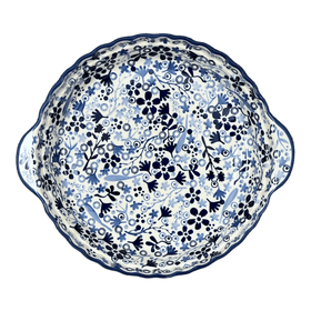 Polish Pottery Plate, Round, Pie Plate, Handles, 9.75" in "Rambling Blues" by Manufaktura | Z148S-GZ50 Additional Image at PolishPotteryOutlet.com